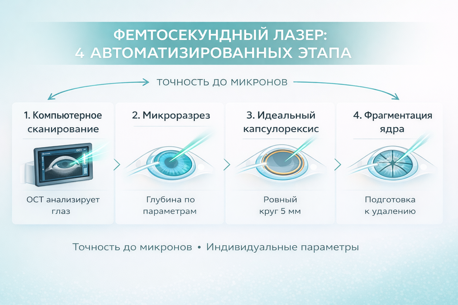 Этапы фемтосекундной операции катаракты