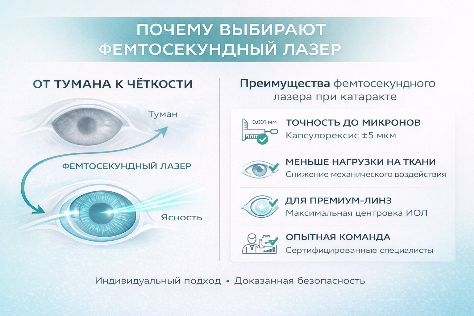 Преимущества фемтосекундного лазера при катаракте