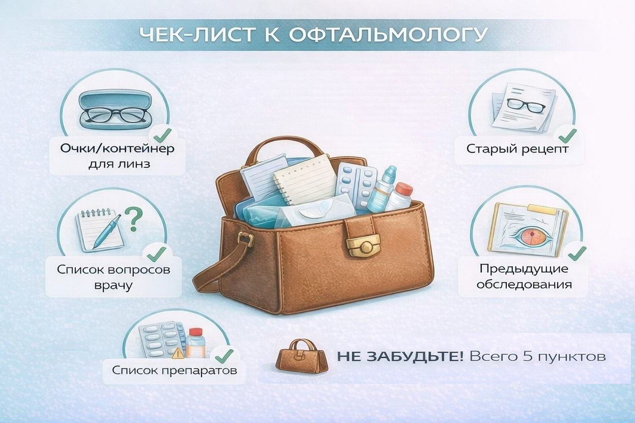 Чек-лист: что взять на приём к офтальмологу
