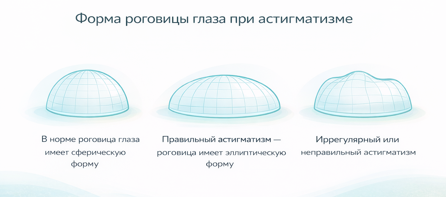 астигматизм - причины, связанные с формой роговицы глаза 