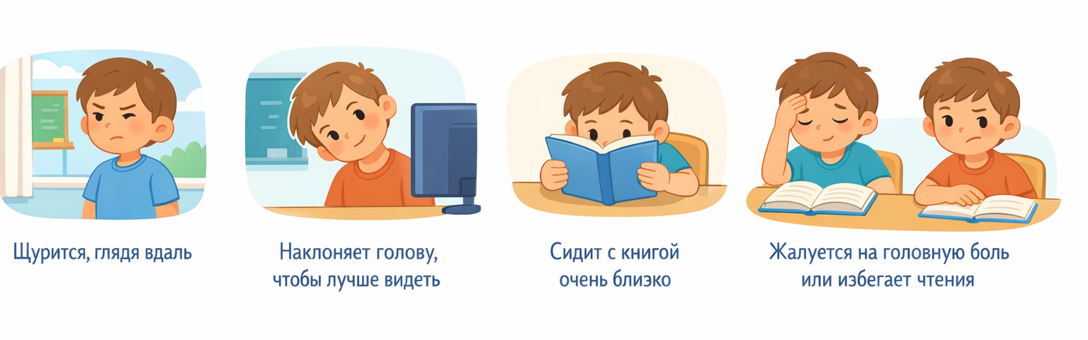 иллюстрация с типичными поведенческими признаками астигматизма