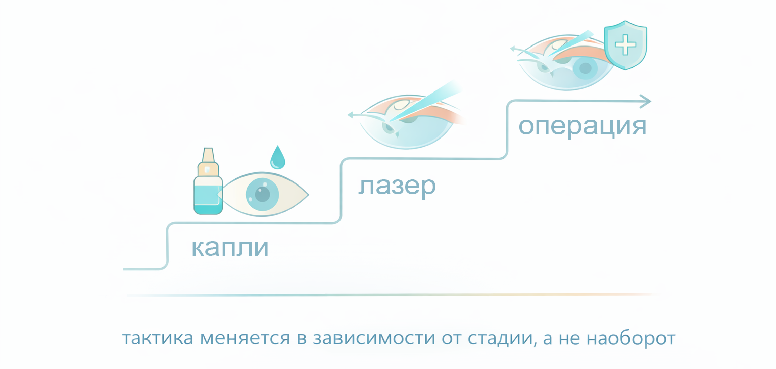 схема выбора лечения глаукомы